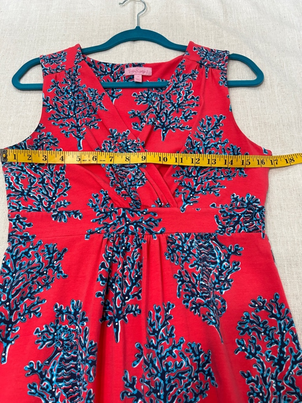 Lilly Pulitzer Coral Reef Dress Women’s M Seahorse Red Sleeveless V-Neck - Picture 11 of 14